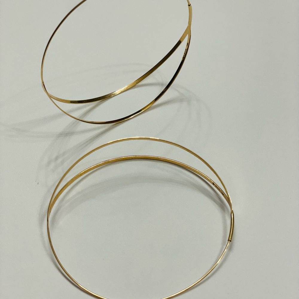 Lana Jewelry 14K yellow Gold Flirt Split hoops 3" long - Picture 11 of 16